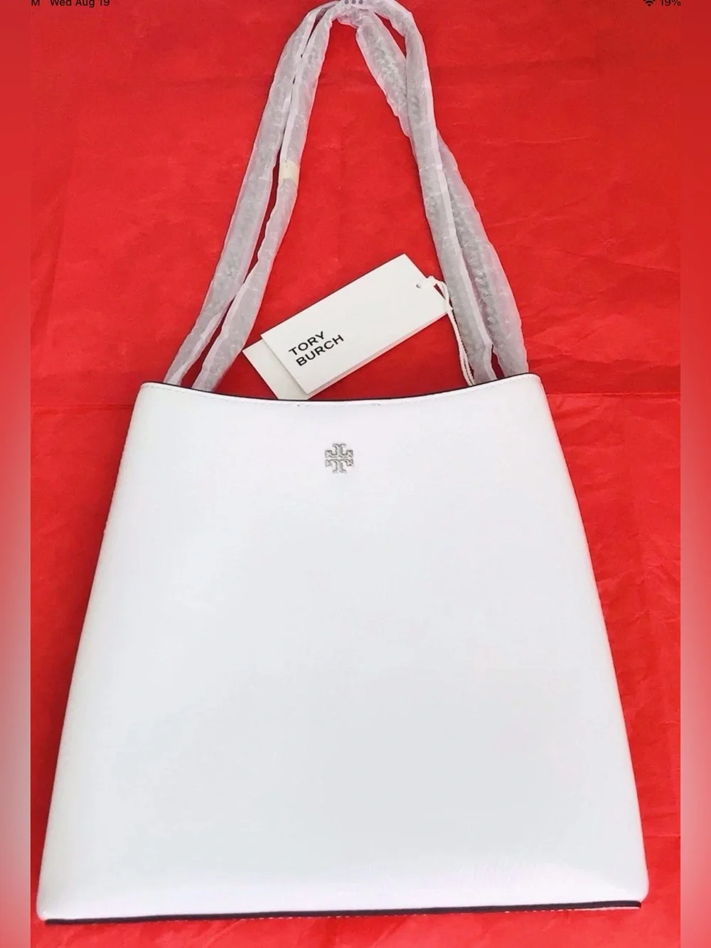 Tory Burch Rory NS Chain Tote Solid Cirrus Cloud/Silver NWT